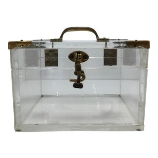 Vintage Lucite & Brass Trunk For Sale