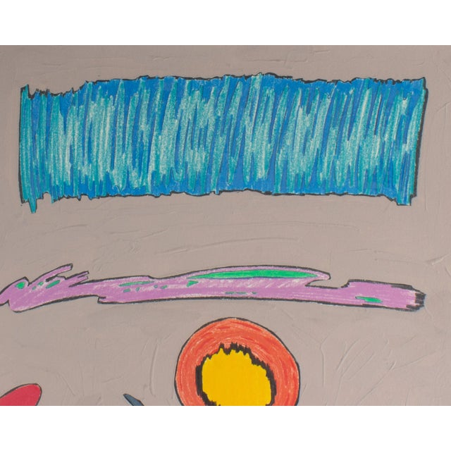 Postmodern Signed 1981 Abstract Mixed Media Painting by Artist Harry Hilson For Sale - Image 3 of 9