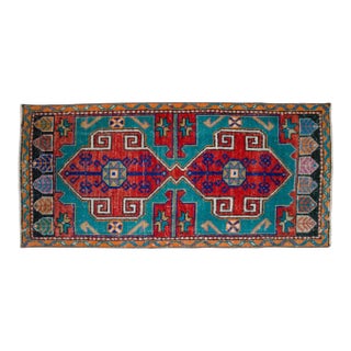 1970s Vintage Hand Knotted Turkish Small Rug Kitchen Mat Entry Decor 2x4 Ft Approx For Sale