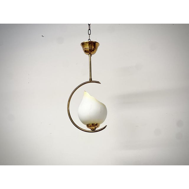 Mid-Century Modern Opaline Glass and Brass Pendant, Sweden, 1950s For Sale - Image 6 of 11