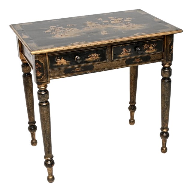 Antique Victorian Chinoiserie Lacquered Side Table, 1850s For Sale