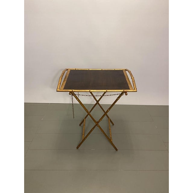 Faux Bamboo Side Table with Tray, Italy, 1970s, Set of 2 For Sale - Image 10 of 10