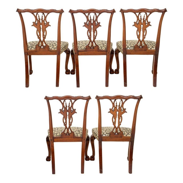 English Chippendale Style Mahogany Dining Chairs, 5 For Sale - Image 3 of 9