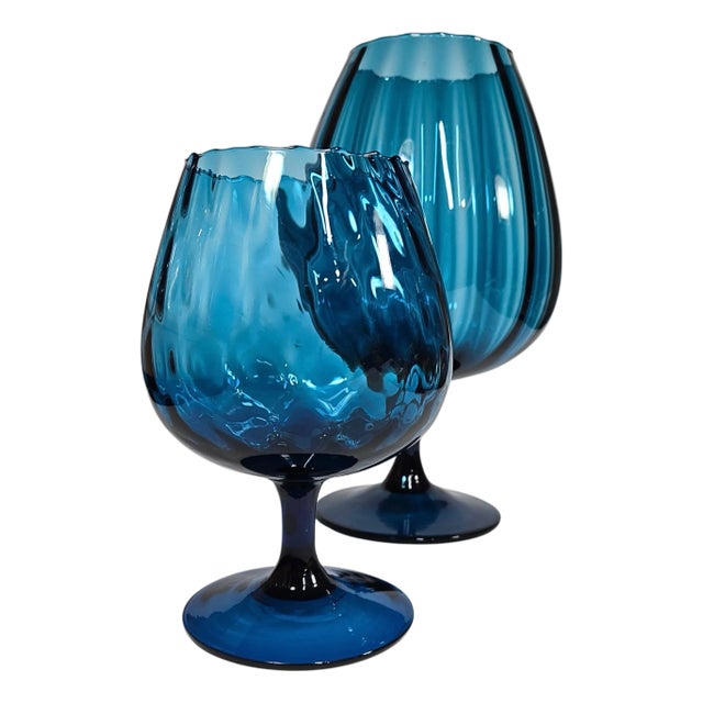 Deepest Aquamarine Vases- Set of Two For Sale