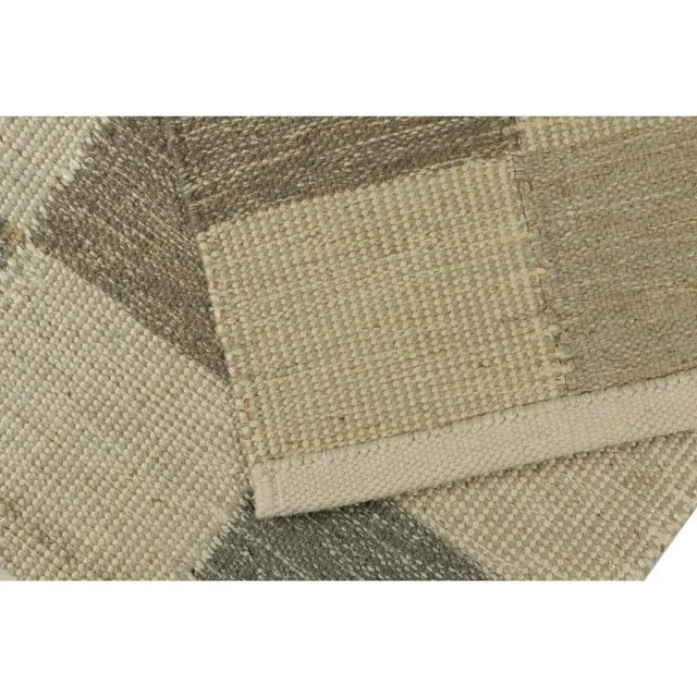 Blue Rug & Kilim’s Scandinavian Style Rug in Blue and Gray, With Geometric Patterns For Sale - Image 8 of 8