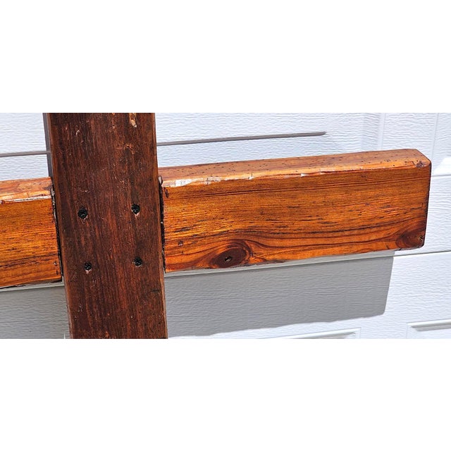 Rustic Handcrafted Oak Wall Cross With Decorative Clavos For Sale - Image 13 of 13
