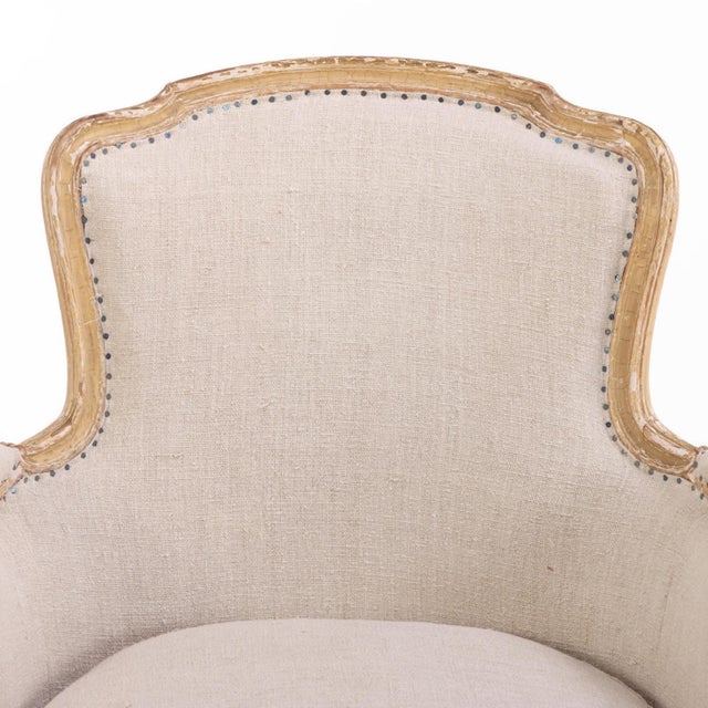 Beige Pair of French Painted Bergères With New Upholstery, C. 1910 For Sale - Image 8 of 8