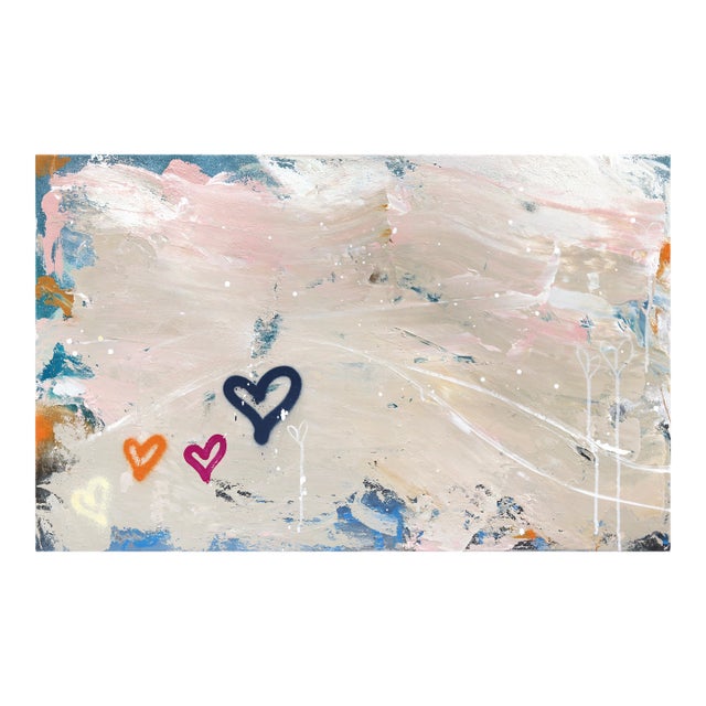 Whimsical Peak - Abstract Textural Heart Street Art Painting Original Artwork by Amber Goldhammer For Sale