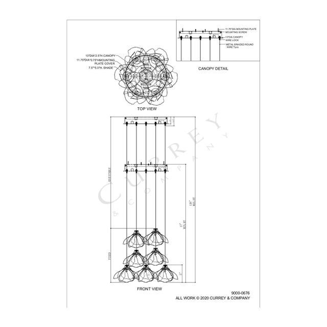 Currey & Company Currey & Company Catrice 7-Light Multi-Drop Pendant For Sale - Image 4 of 5