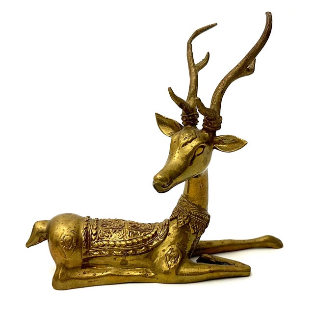 Pair of 1960s Brass Stag Deer For Sale - Image 9 of 9