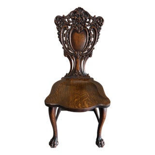 Early 20th Century Stickley and Brandt Carved Oak Renaissance Style Side Chair For Sale
