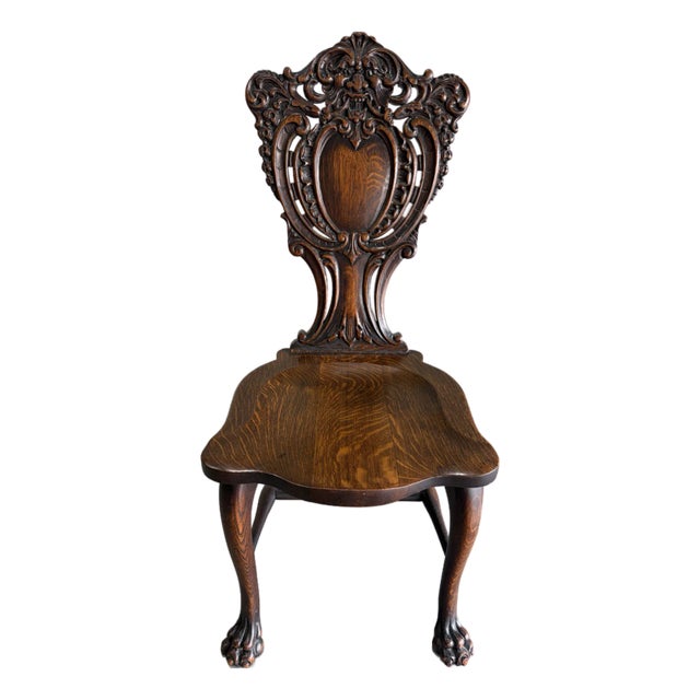 Early 20th Century Stickley and Brandt Carved Oak Renaissance Style Side Chair For Sale