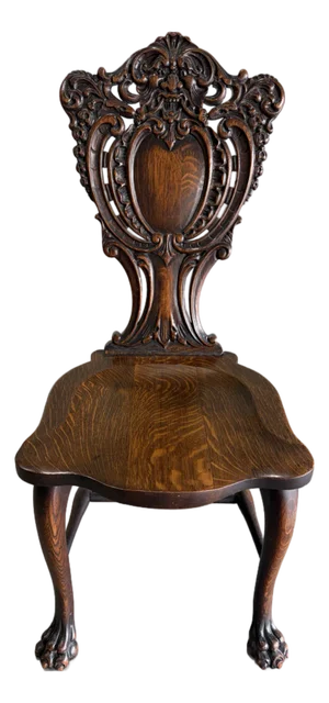Early 20th Century Stickley and Brandt Carved Oak Renaissance Style Side Chair