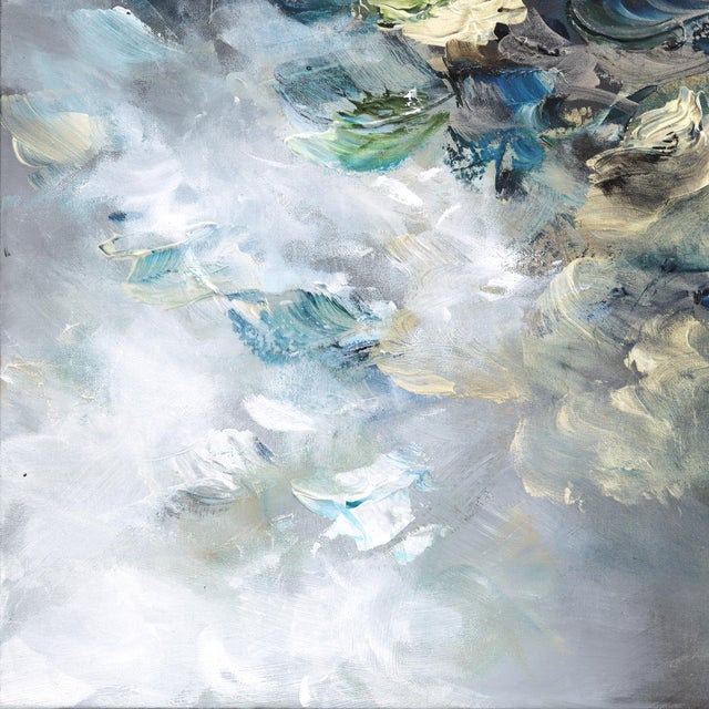 2020s Follow Your Intuition - Cool Tone Abstract Textural Acrylic Painting on Canvas by Vè Boisvert For Sale - Image 5 of 9