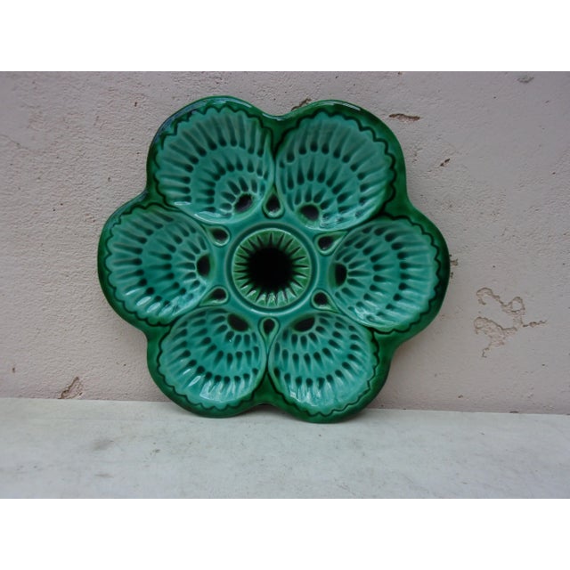 Green C.1950 French Green Majolica Oyster Marcel Guillot For Sale - Image 8 of 8