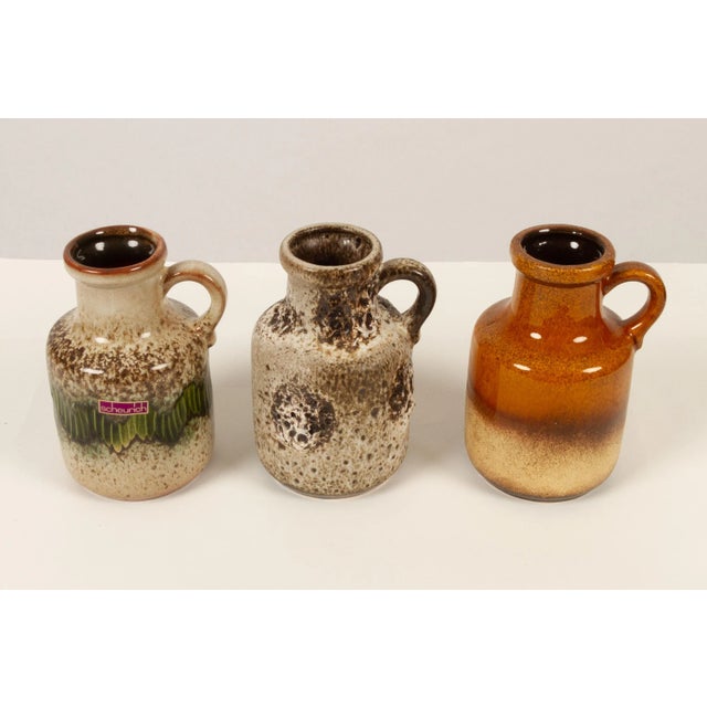 Vintage West Germany Vases Set of 3 1970s. Trio of pottery vases from german manufacturer Scheurich. Identical form and...