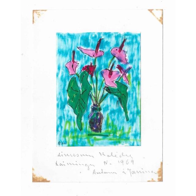 Miniature watercolor by Antanas Liutkus (1906-1970) Signed lower right and inscribed on the mount. Found in the estate of...
