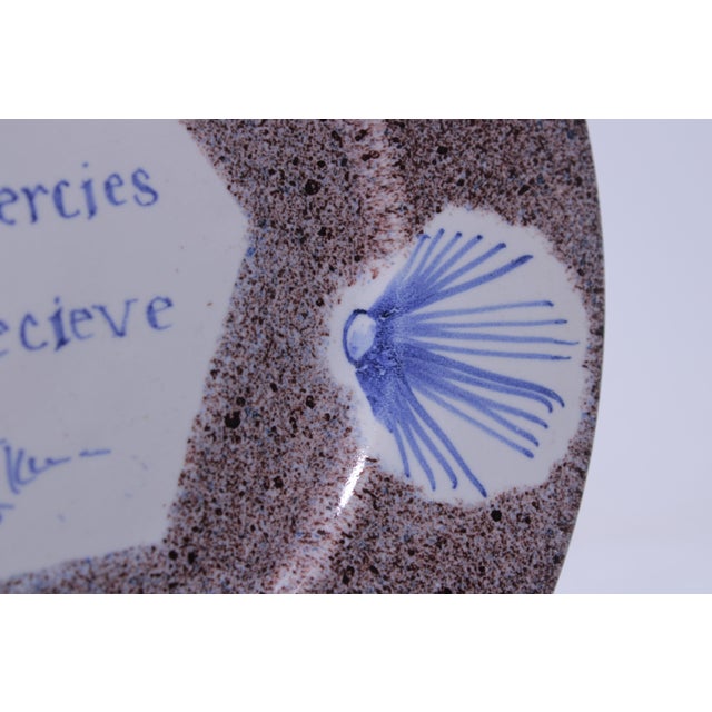 Blue Ceramic Hand Crafted English Grace Plate For Sale - Image 8 of 13