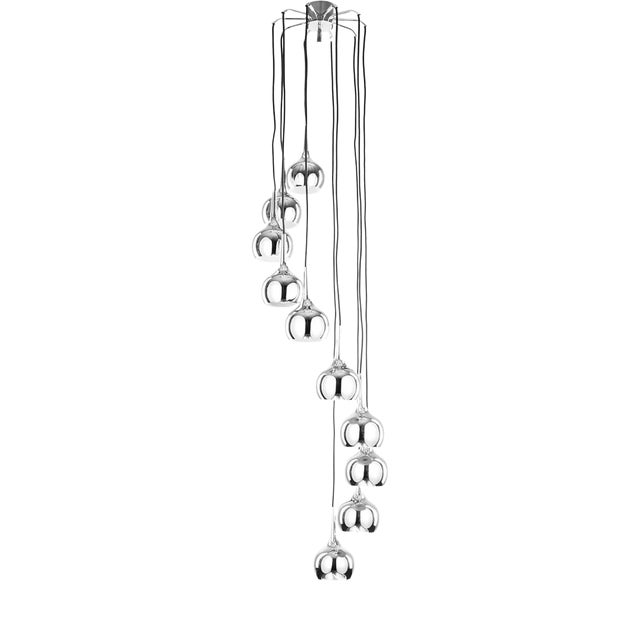 Cascade Pendant Lamp with Chrome Teardrop Shades by Hans-Agne Jakobsson for Markaryd, Sweden, 1960s For Sale