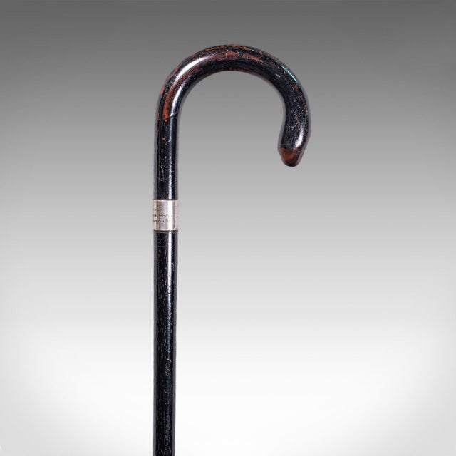 Vintage Gentleman's Walking Cane, English, Brass, Stick, Hallmarked Silver, 1935 For Sale - Image 4 of 11