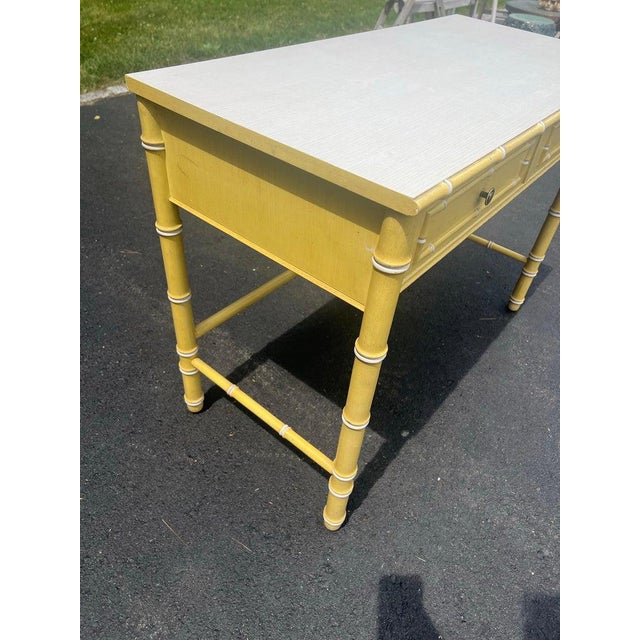 Vintage Thomasville Allegro Yellow Faux Bamboo Writing Desk For Sale - Image 11 of 18