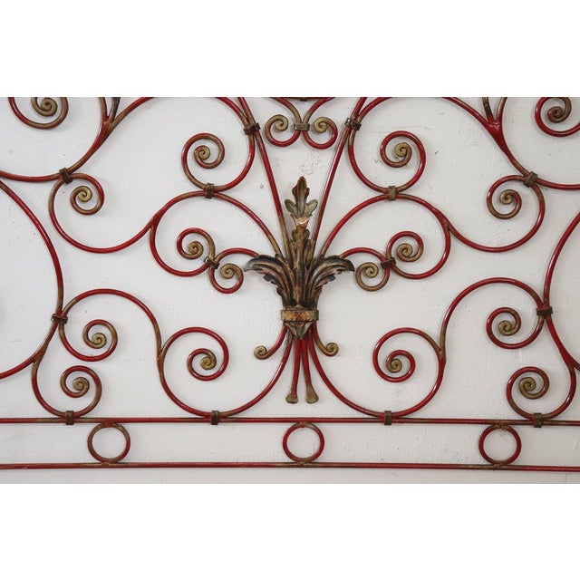 Red Iron Double Bed Headboard, Early 20th Century For Sale - Image 6 of 9