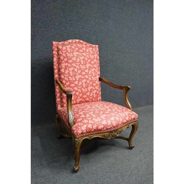 French French Louis XV Style Open Armchair With Carved Wood Frame Time Period: For Sale - Image 3 of 12