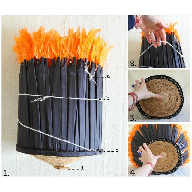 White Feather Juju Hat Set of 3: Boho Wall Decor, Handmade Juju Hats 24", 20", 16" For Sale - Image 6 of 6