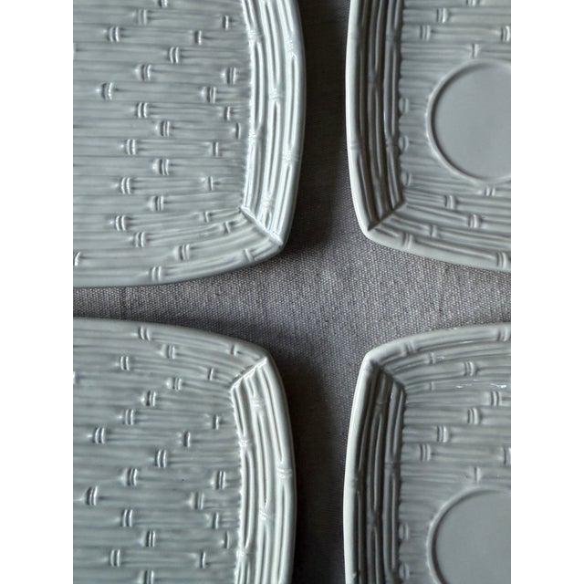 1980s Italian Bamboo Majolica Appetizer Plates - Set of Six For Sale - Image 10 of 12