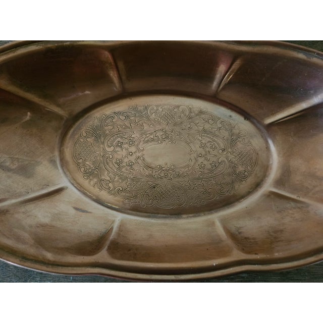1970s Oval Copper Craft Guild Tray With Floral Etching Chairish