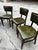 Mid-Century Modern 1970s Collection of Green Leather Gun Lock Style Wooden Dining Chairs- Set of 6 For Sale - Image 3 of 12