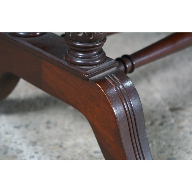 1940s Imperial Duncan Phyfe Regency Mahogany Tooled Leather Coffee Cocktail Table For Sale - Image 16 of 18