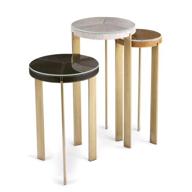 Regina Andrew Andres Hair on Hide Mixer Table Set, Brass For Sale In Detroit - Image 6 of 8