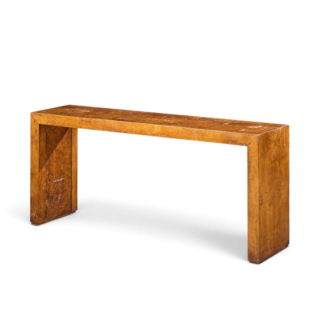 Mid-Century Modern Milo Baughman Style Mid Century Burlwood Console Table For Sale - Image 3 of 9