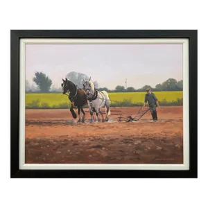 Gregory Moore, Horses with Farmer & Plough in Ireland Countryside by Contemporary Irish Artist, 2000 Circa