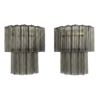 Vintage Murano Glass Tube Wall Sconces, 1990s, Set of 2 For Sale