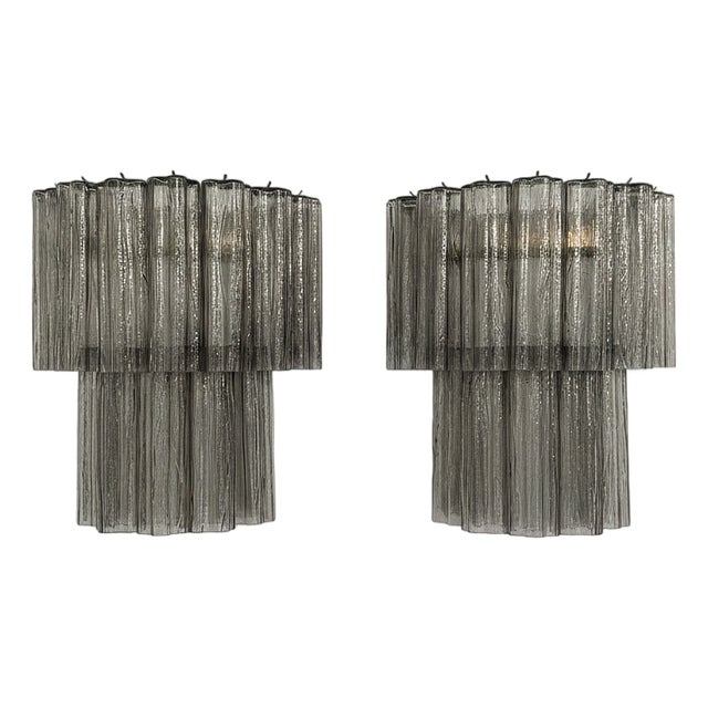 Vintage Murano Glass Tube Wall Sconces, 1990s, Set of 2 For Sale