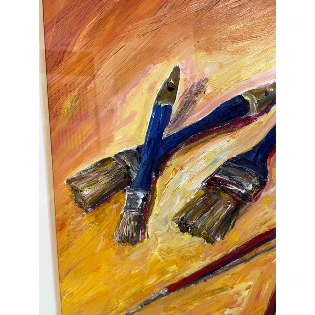 Orange Circa 2011 Albert E. Smith Custom Framed Abstract Painting For Sale - Image 8 of 12