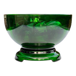 Mid-Century Anchor Hocking Hunter Green Glass Cache Pot or Punch Bowl Set - 12 Pieces