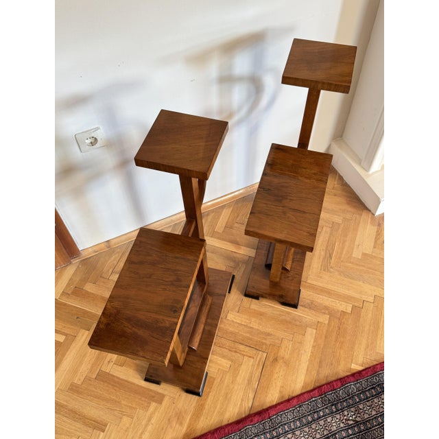 Brown Vintage Art Deco Plant Stands, 1930s, Set of 2 For Sale - Image 8 of 14