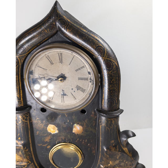 19th Century American Victorian Gothic Revival Iron Faced Mantle Clock For Sale In New York - Image 6 of 17