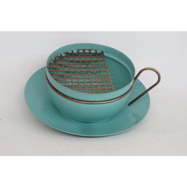 Crestware Cup 'N Saucer Smoke Set 2pc Turquoise Ashtray With Original Box 4487b For Sale In Miami - Image 6 of 10