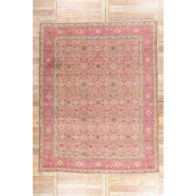 Vintage Pink Persian Tabriz Rug - 09'09 X 12'07 For Sale - Image 10 of 10
