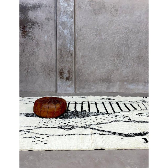 Textile Black and White Moroccan Azilal Rug - 9.5 X 7.1 Ft For Sale - Image 7 of 8
