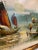Mid-Century Modern Mid Century Oil on Board Chinese Junk Boats Painting For Sale - Image 3 of 9