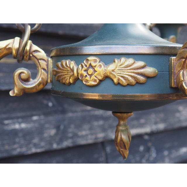 Mid-Century French Empire Style Bronze 3-Branch Swan Chandelier by Lucien Gau, 1970s For Sale - Image 9 of 18