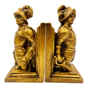 Pair of Grand & Golden Renaissance Gentlemen Bookends - 1969