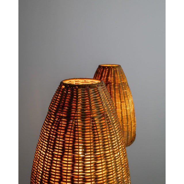 Mid-Century Swedish S-1871 Floor Lamp in Metal & Rattan from Hans-Agne Jakobsson, Sweden, 1950s For Sale - Image 9 of 13