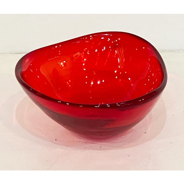 Mid 20th Century Mid Century Modern Red Murano Glass Bowl From Italy For Sale - Image 5 of 8