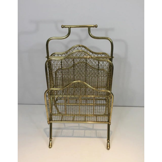 Maison Jansen, Neoclassical Brass Magazine Rack, French, circa 1940 For Sale - Image 11 of 13